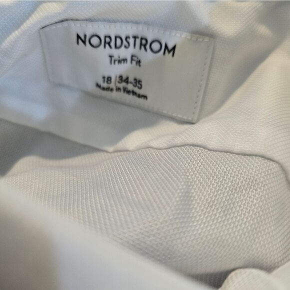 Nordstrom Trim Fit Buttondown Dress Shirt NWOT Sz 18 (34-35) White - Picture 5 of 5